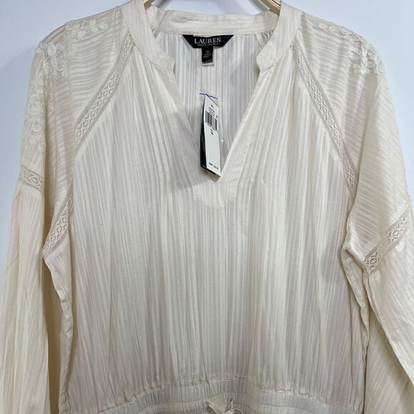 Lauren Ralph Lauren Cream Tiered Boho Midi Dress Size 14 - Picture 7 of 7